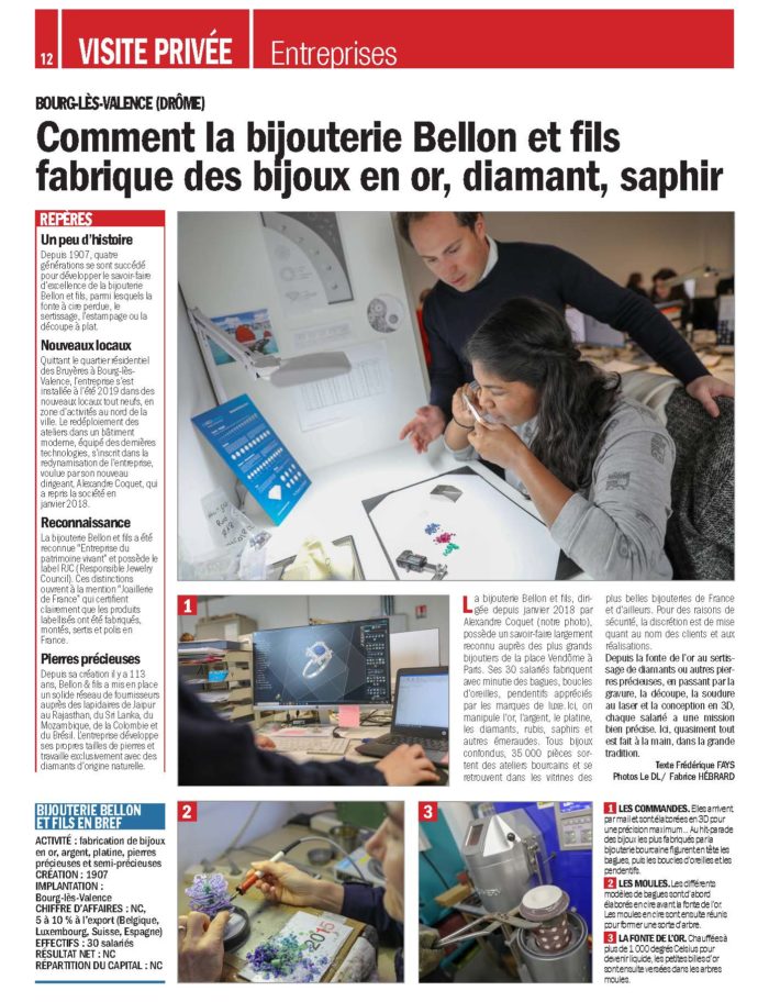 Article page 1 du Dauphiné Libéré sur Bellon&Fils